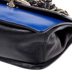 RED Valentino Blue/Black Leather Flap Shoulder Bag