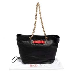 Red Valentino Black/Red Leather Bow Chain Shoulder Bag