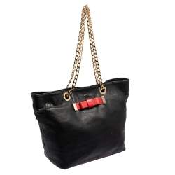 Red Valentino Black/Red Leather Bow Chain Shoulder Bag