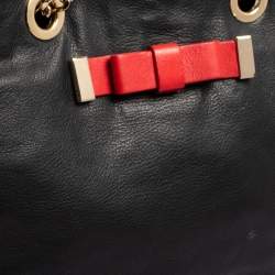Red Valentino Black/Red Leather Bow Chain Shoulder Bag