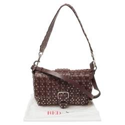 Pre Owned RED Valentino Burgundy Leather Flower Puzzle Crossbody Bag