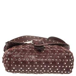 Pre Owned RED Valentino Burgundy Leather Flower Puzzle Crossbody Bag