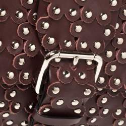 Pre Owned RED Valentino Burgundy Leather Flower Puzzle Crossbody Bag