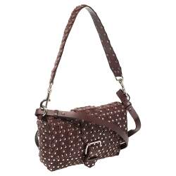 Pre Owned RED Valentino Burgundy Leather Flower Puzzle Crossbody Bag