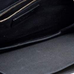 Pre Owned RED Valentino Black Leather and Floral Suede Shoulder Bag