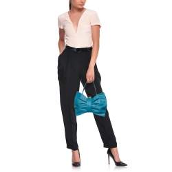 RED Valentino Blue Leather Bow Clutch