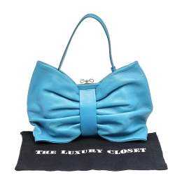 RED Valentino Blue Leather Bow Clutch