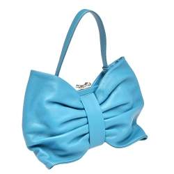 RED Valentino Blue Leather Bow Clutch