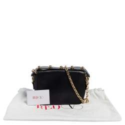 Pre Owned Red Valentino Black Leather Flap Crossbody Bag