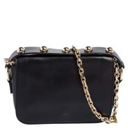 Pre Owned Red Valentino Black Leather Flap Crossbody Bag