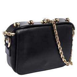 Pre Owned Red Valentino Black Leather Flap Crossbody Bag