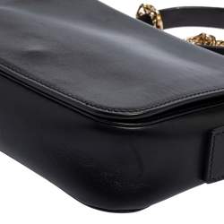 Pre Owned Red Valentino Black Leather Flap Crossbody Bag