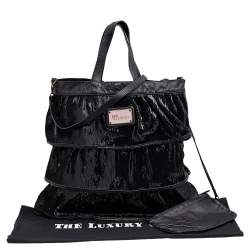 RED Valentino Black Ruffle Sequins Shoulder Bag