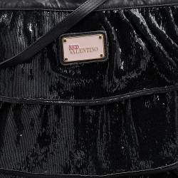 RED Valentino Black Ruffle Sequins Shoulder Bag