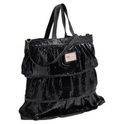 RED Valentino Black Ruffle Sequins Shoulder Bag