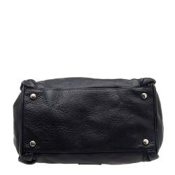 Pre Owned RED Valentino Black Leather Ruffle Boston Bag