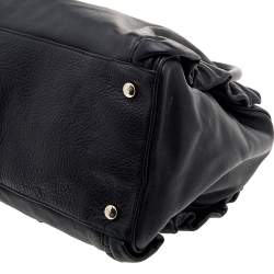 Pre Owned RED Valentino Black Leather Ruffle Boston Bag