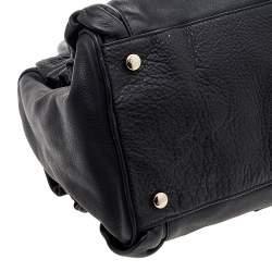 Pre Owned RED Valentino Black Leather Ruffle Boston Bag