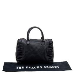 Pre Owned RED Valentino Black Leather Ruffle Boston Bag