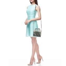 Pre Owned RED Valentino Light Gold Mirror Laminated Leather Flap Top Handle Bag