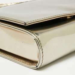 Pre Owned RED Valentino Light Gold Mirror Laminated Leather Flap Top Handle Bag