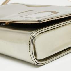 Pre Owned RED Valentino Light Gold Mirror Laminated Leather Flap Top Handle Bag