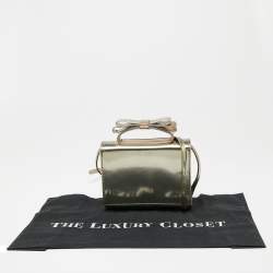 Pre Owned RED Valentino Light Gold Mirror Laminated Leather Flap Top Handle Bag