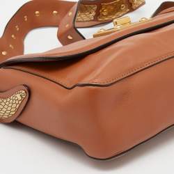 RED Valentino Brown Leather Sin Shoulder Bag