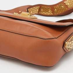 RED Valentino Brown Leather Sin Shoulder Bag
