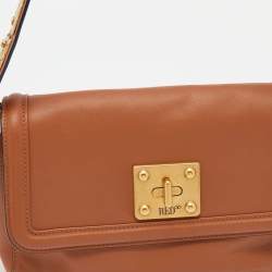 RED Valentino Brown Leather Sin Shoulder Bag