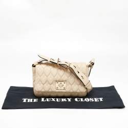 RED Valentino Light Beige Heart Quilted Leather Shoulder Bag