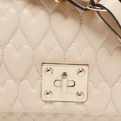 RED Valentino Light Beige Heart Quilted Leather Shoulder Bag