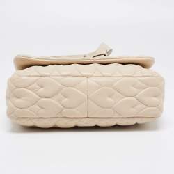 RED Valentino Light Beige Heart Quilted Leather Shoulder Bag