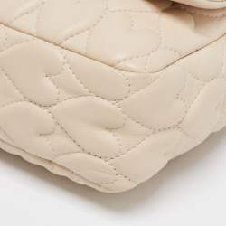 RED Valentino Light Beige Heart Quilted Leather Shoulder Bag