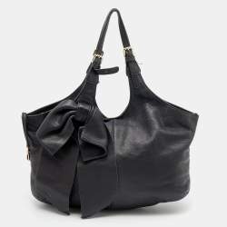 RED Valentino Black Leather Bow Tote 