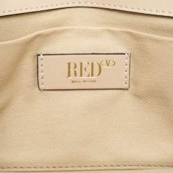 Pre Owned RED Valentino Beige Leather Ruffles Flap Shoulder Bag