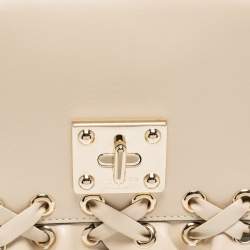 Pre Owned RED Valentino Beige Leather Ruffles Flap Shoulder Bag