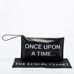RED Valentino Black Leather Wristlet Clutch