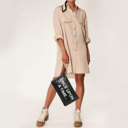 RED Valentino Black Leather Wristlet Clutch