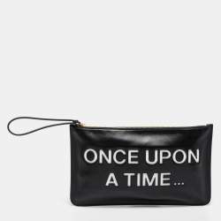 RED Valentino Black Leather Wristlet Clutch