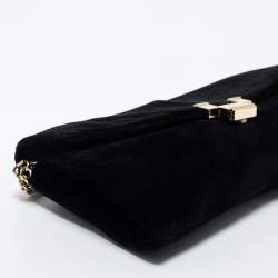 Pre Owned RED Valentino Black Velvet Flap Wristlet Clutch