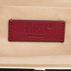 RED  Valentino Red Leather Frame Star Detail Chain Clutch