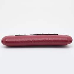 RED  Valentino Red Leather Frame Star Detail Chain Clutch