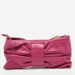 RED Valentino Pink Leather Bow Chain Clutch