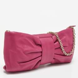 RED Valentino Pink Leather Bow Chain Clutch