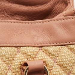 Pre Owned RED Valentino Old Rose/Beige Quilted Raffia and Leather Tote