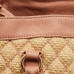 Pre Owned RED Valentino Old Rose/Beige Quilted Raffia and Leather Tote