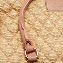 Pre Owned RED Valentino Old Rose/Beige Quilted Raffia and Leather Tote