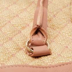 Pre Owned RED Valentino Old Rose/Beige Quilted Raffia and Leather Tote