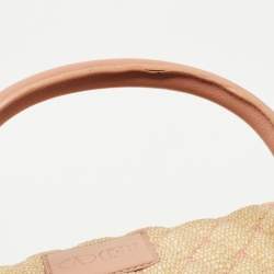 Pre Owned RED Valentino Old Rose/Beige Quilted Raffia and Leather Tote